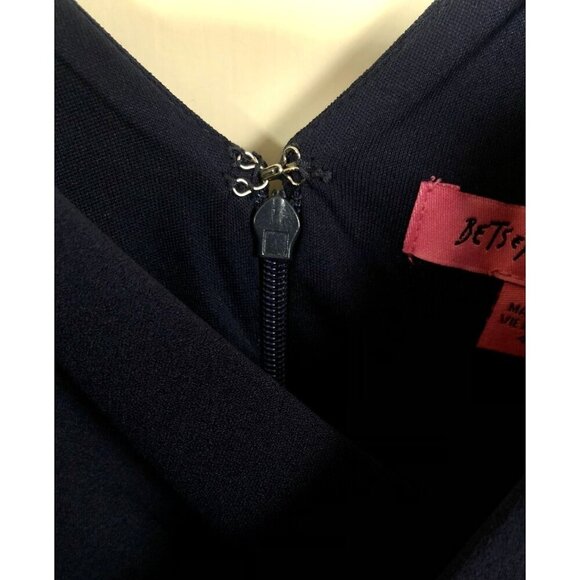NWT Betsey Johnson Faux Wrap Dress Womens 4 Navy Blue Midi Formal Cocktail Party - Picture 4 of 10